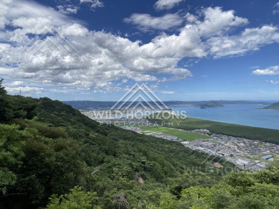 Cloud-Filled Sky Over Karatsu Coastline from Mount Kagami. Karatsu, Japan.