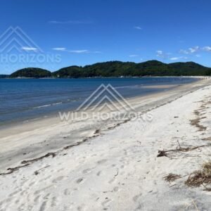 White Sand Shoreline at Nijinomatsubara Beach. Karatsu, Japan.