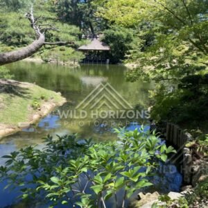 Pond Inlet and Pavilion in Shukkeien Garden. Hiroshima, Japan.