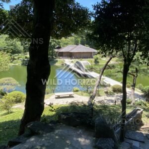 Elevated View of the Garden Bridge and Pavilion. Hiroshima, Japan.