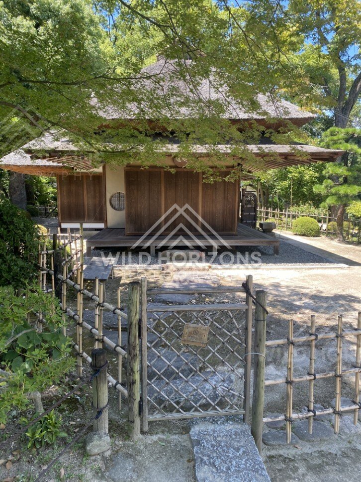 Traditional Wooden Tea House in Shukkeien Garden. Hiroshima, Japan.