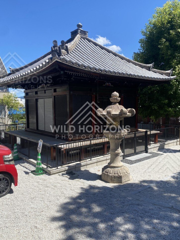 Stone Lantern and Pavilion at Kinko Inari Shrine. Hiroshima, Japan.