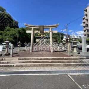 Stone Torii Gate and Approach to Kinko Inari Shrine. Hiroshima, Japan.