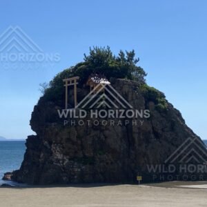 Close View of Benten-jima Shrine on the Sea of Japan Coast. Izumo, Japan.