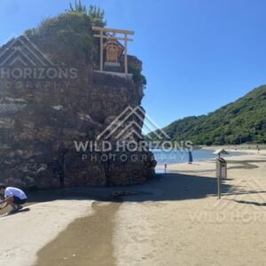 Shrine on a Rocky Outcrop Along Inasa no Hama Beach. Izumo, Japan.