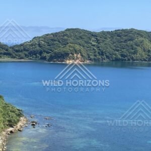 Sheltered Cove With Forested Hills and Rocky Shoreline. Shimane, Japan.
