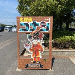Detective Conan photo frame display at the Gosho Aoyama Manga Factory. Hokuei, Japan.