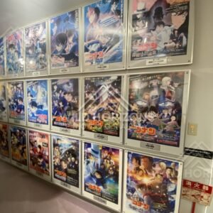 Wall of Detective Conan movie posters inside the Gosho Aoyama Manga Factory. Hokuei, Japan.