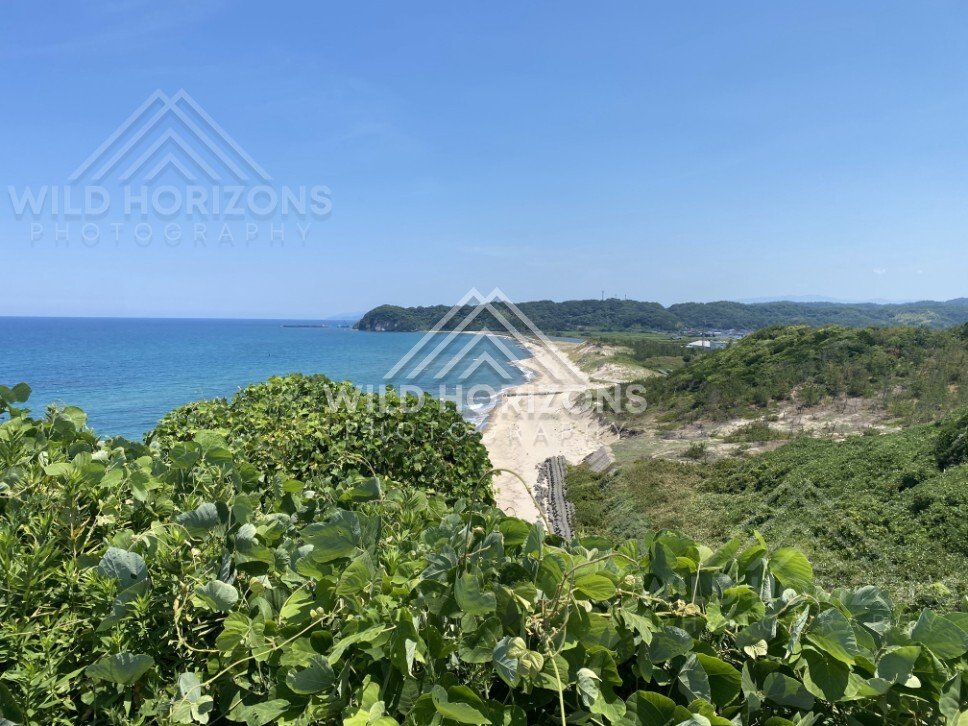 Sanin Kaigan Headland and Beach Panorama With Turquoise Sea. Tottori, Japan.