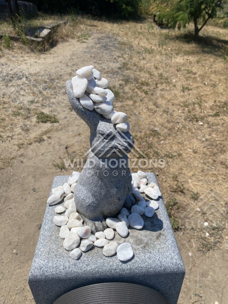 Stone Rabbit Statue With Pebble Offerings at Hakuto Shrine. Tottori, Japan.