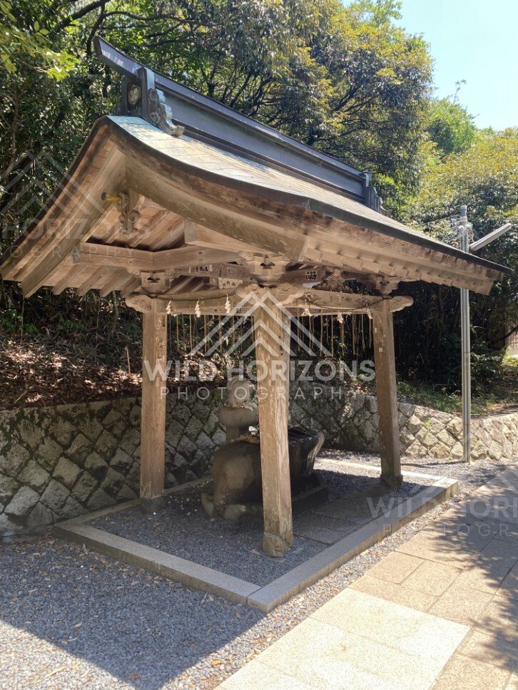 Wooden Pavilion in the Hakuto Shrine Grounds. Tottori, Japan.