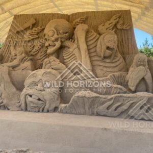 Outdoor Sand Sculpture Relief at the Tottori Sand Museum. Tottori, Japan.