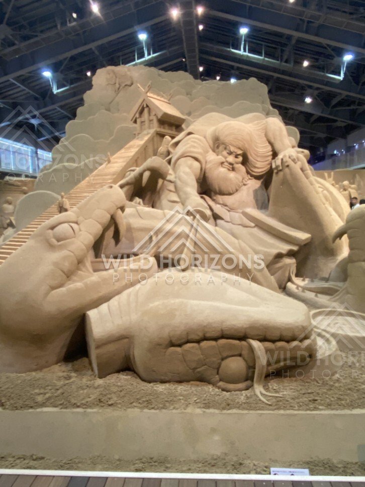 Monumental Sand Sculpture Scene Inside the Tottori Sand Museum. Tottori, Japan.