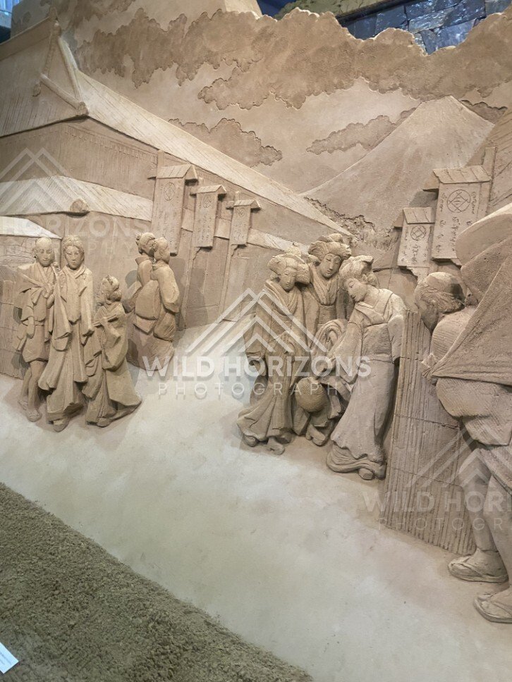 Sand Sculpture Passageway Scene Between High Walls. Tottori Sand Museum, Japan.