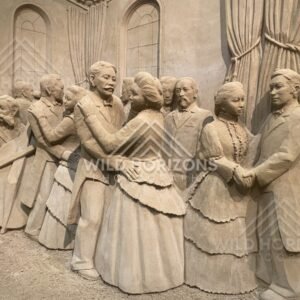 Sand Sculpture Ballroom Dance Scene with Couples in Formal Dress. Tottori Sand Museum, Japan