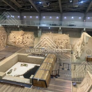 Sand Relief Panels of Historical Scenes Displayed in the Museum Hall. Tottori Sand Museum, Japan