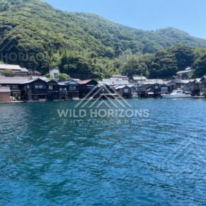 Traditional Funaya Boathouses Along a Sheltered Bay. Ine, Japan.