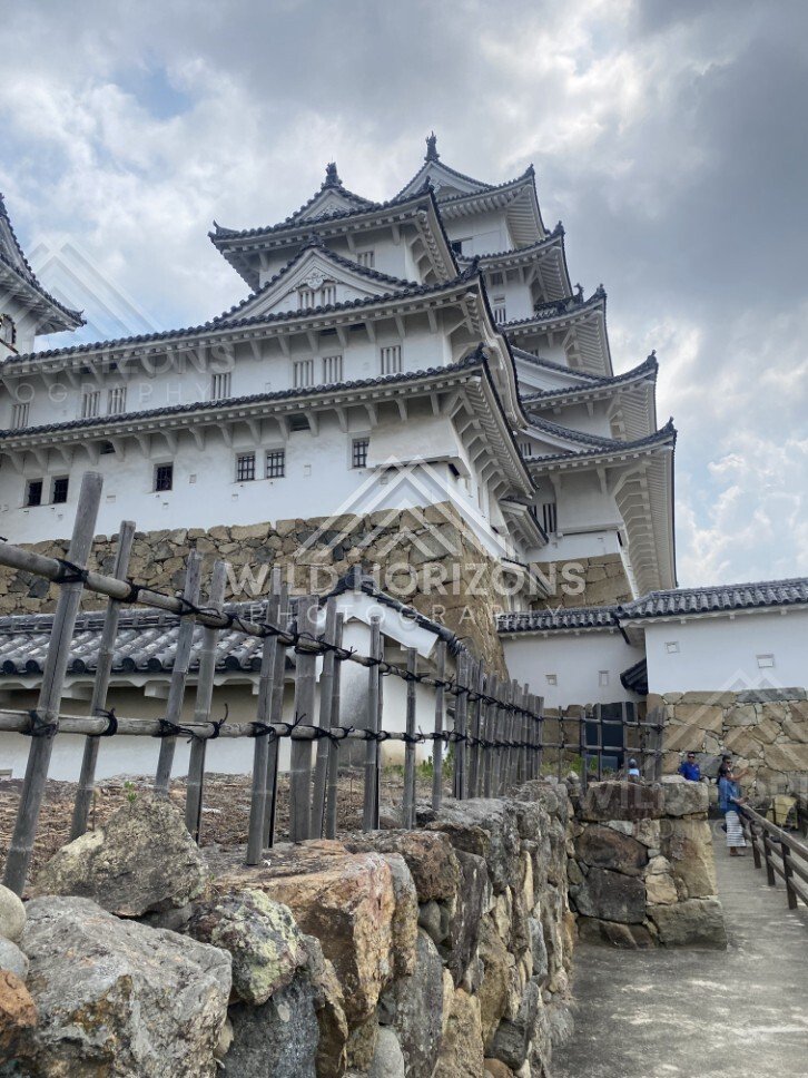 Stone Ramparts and Walkway at Himeji Castle. Himeji, Japan.