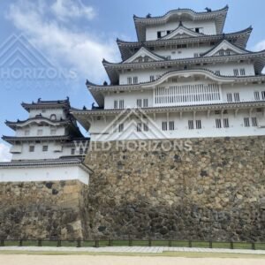 Castle Walls and Corner Tower at Himeji Castle. Himeji, Japan.