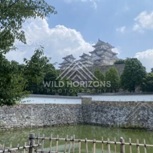 Moat and Stone Walls Below Himeji Castle. Himeji, Japan.