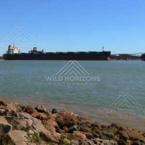 Iron-ore bulk carrier berthed at Port Hedland harbour. Pilbara, Australia.