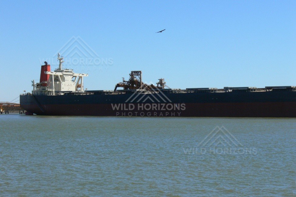 Close view of a bulk iron-ore carrier at Port Hedland. Pilbara, Australia.