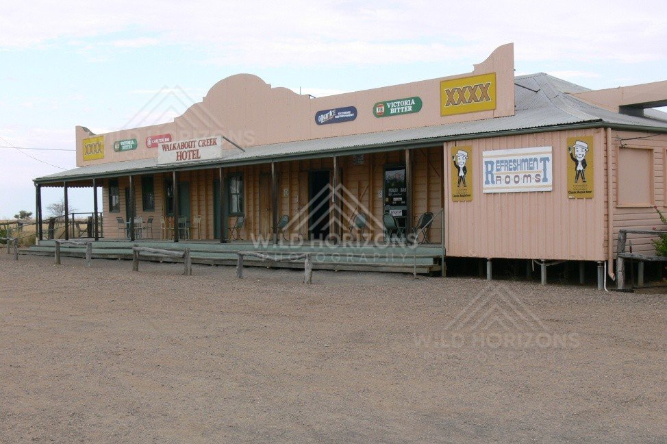 Frontage of the historic Walkabout Creek Hotel. McKinlay, Queensland, Australia.