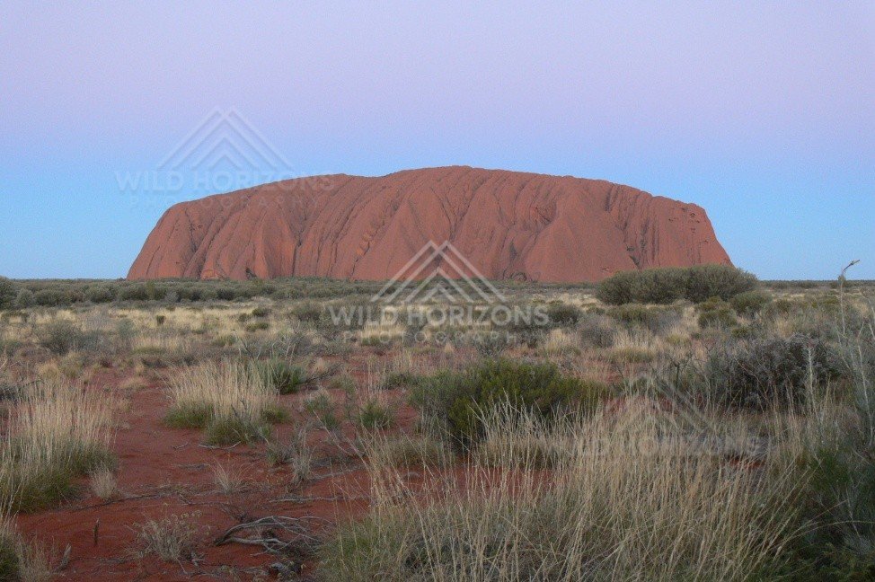 Changing sunset colours across the western face of Uluru. Uluru–Kata Tjuta National Park, Australia.