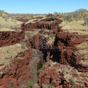Red ironstone gorge within Karijini National Park. Pilbara, Australia.