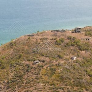Hilltop monument area overlooking Torres Strait. Possession Island, Queensland, Australia.