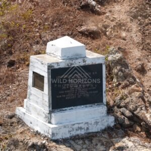 Cook monument plaque on Possession Island stone base. Possession Island, Queensland, Australia.