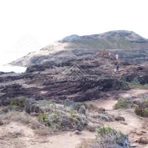Visitors Walking Along a Rocky Headland Track Beside the Ocean. Cape York, Australia.