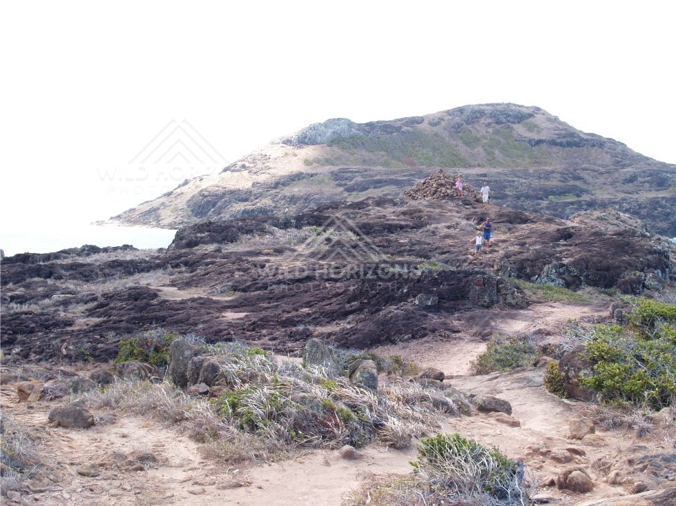 Visitors Walking Along a Rocky Headland Track Beside the Ocean. Cape York, Australia.