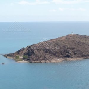 York Island with navigation light from the air. Cape York, Queensland, Australia.