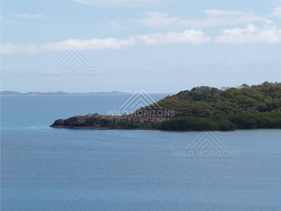Albany Island and nearby reefs from helicopter. Cape York, Queensland, Australia.