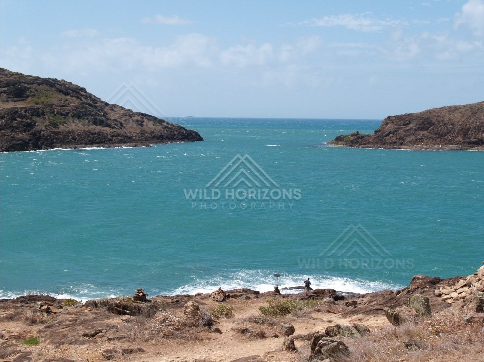 Narrow Coastal Gap Opening to the Ocean Between Rocky Headlands. Cape York, Australia.