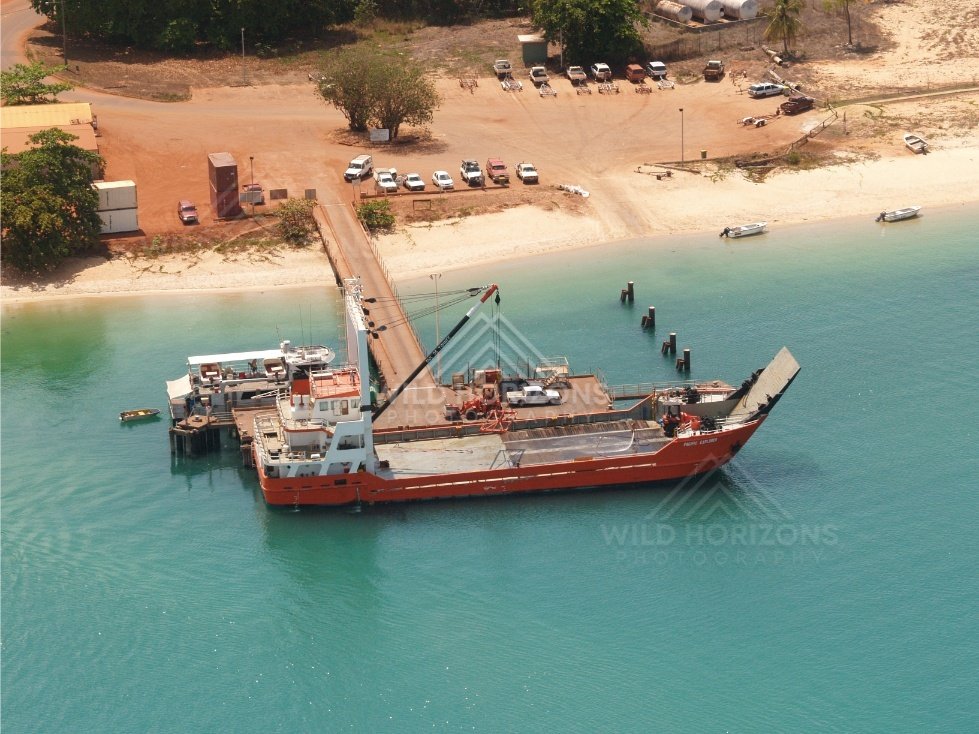 Seisia jetty and barge loading area. Seisia, Queensland, Australia.