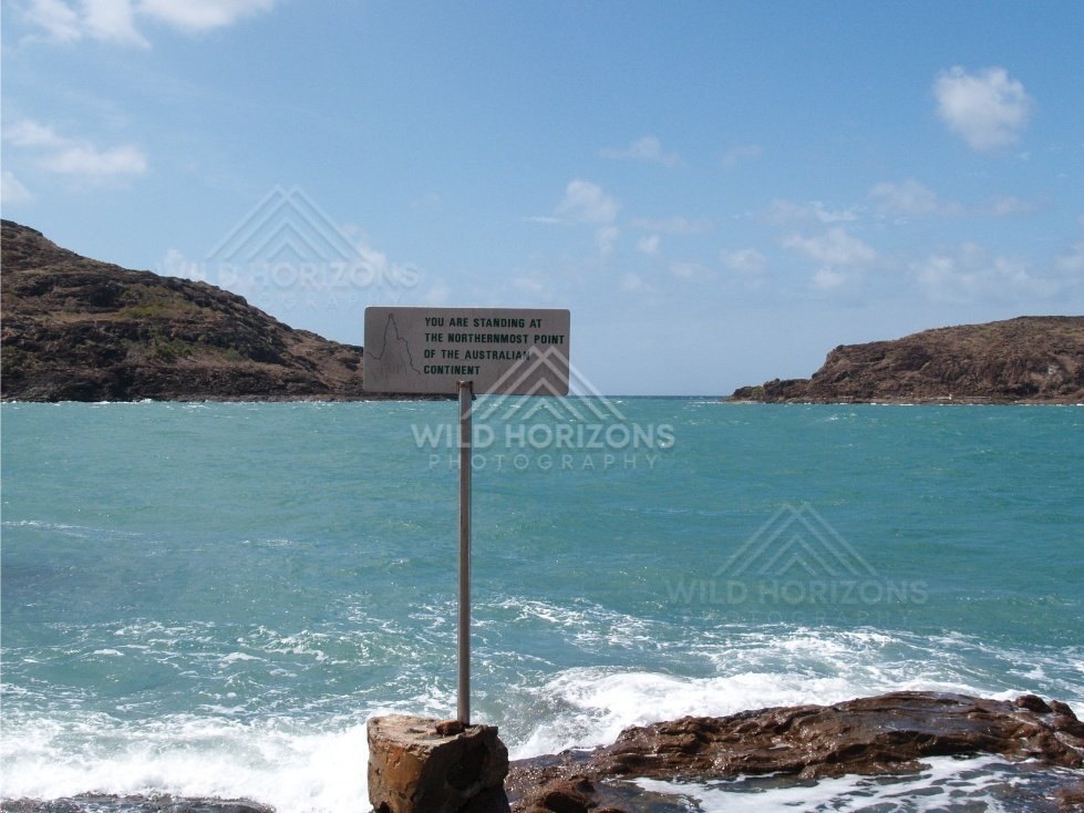 Sign Marking the Northernmost Point of the Australian Continent. Cape York, Australia.