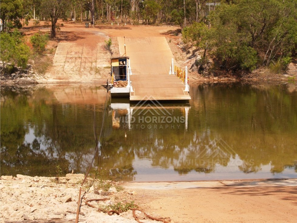 Jardine ferry landing on the river. Jardine River, Queensland, Australia.