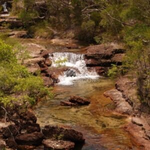 Small cascade in forest setting. Fruitbat Falls, Queensland, Australia.