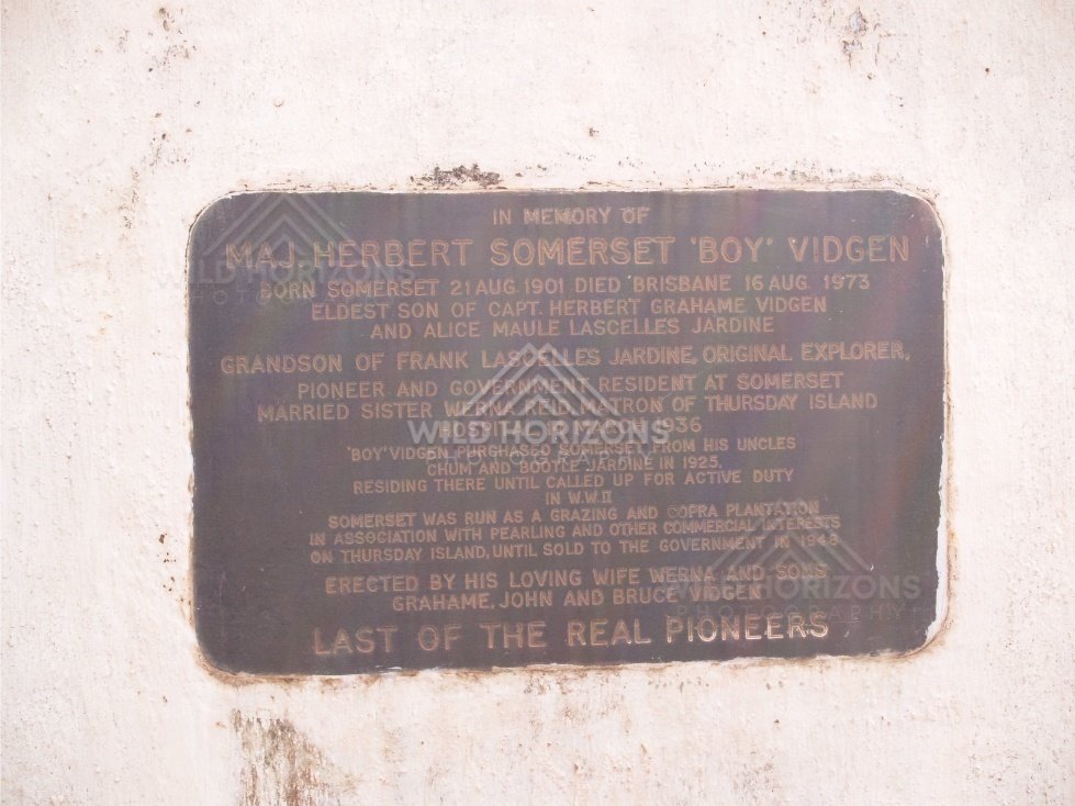 Commemorative Plaque Honouring Early Pioneers at a Historic Memorial. Somerset, Australia.