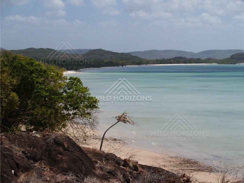 Wide Tropical Bay with White Sand Beach and Forested Coastline. Cape York, Australia.