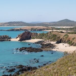 Shallow turquoise channel and sand banks. Stanage Bay, Australia.