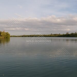 Wide calm river with forested banks under an overcast sky. Jardine River, Queensland, Australia.