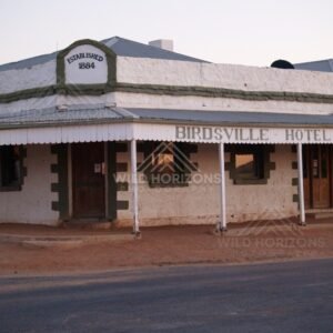 Birdsville Hotel façade on a quiet street. Birdsville, Australia.