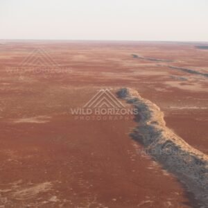 Desert channel cutting through red country. Simpson Desert, Australia.