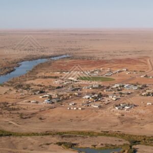 Wide aerial perspective over Birdsville. Birdsville, Australia.