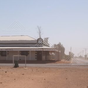 Birdsville street in dust storm. Birdsville, Australia.