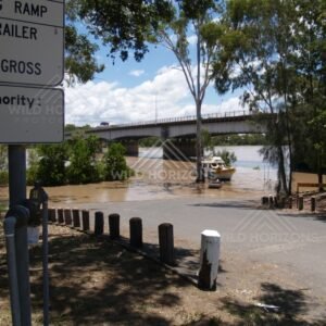 Flooded boat ramp at Rockhampton. Rockhampton, Australia.