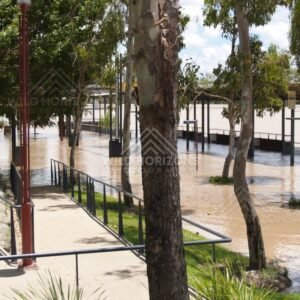 Riverside walkway submerged. Rockhampton, Australia.